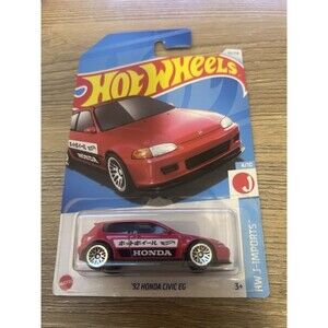 Hot Wheels '92 Honda Civic EG HW J-Imports 1:64 Red Black Diecast Car 2021